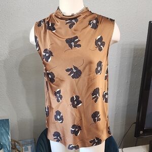 Ann Taylor Brown and Black Floral Blouse